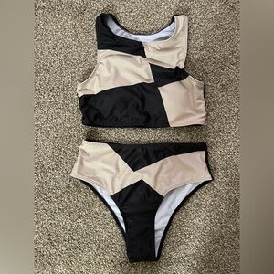 SHEIN Black and Tan Bikini Set